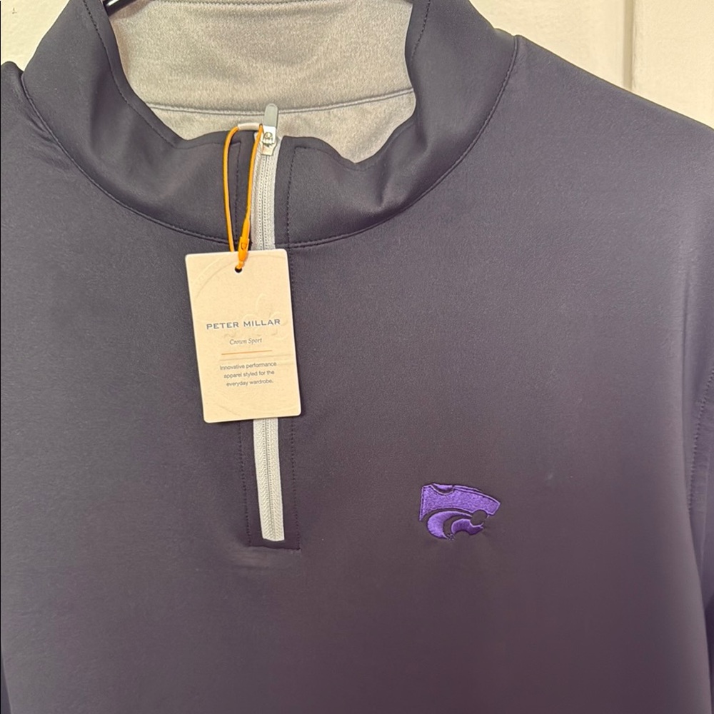 Peter Millar Black Quarter-Zip with Kansas State Wildcats Logo